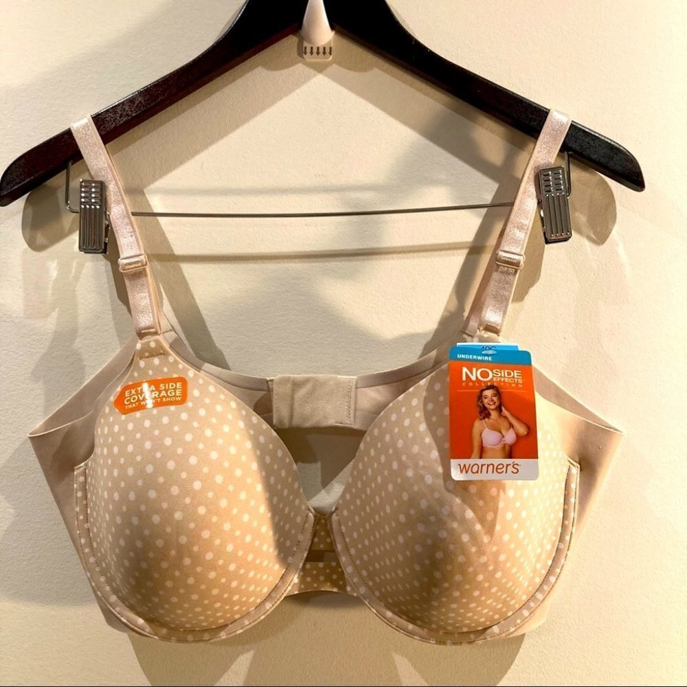 WONDERBRA Sz 40C NO  SIDE EFFECTS Polka Dot Beige White Bra